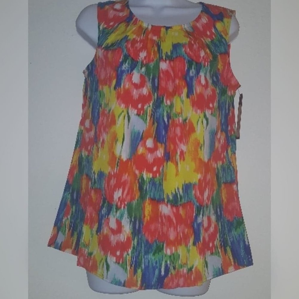 Women's Sleeveless Dress Top Multi Colored Floral